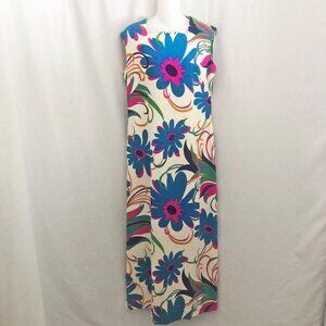 Vintage Alice California 60s Neon Psychedelic Maxi Dress Flower Power